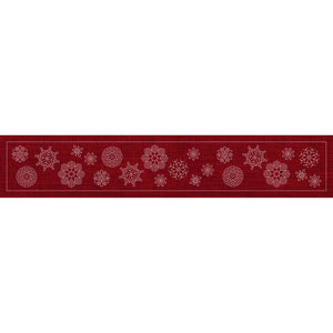 Christmas Snowflakes Long Pre-Printed Sashiko Panel Cherry Red