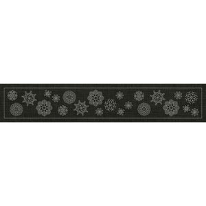 Christmas Snowflakes Long Pre-Printed Sashiko Panel Forest Green