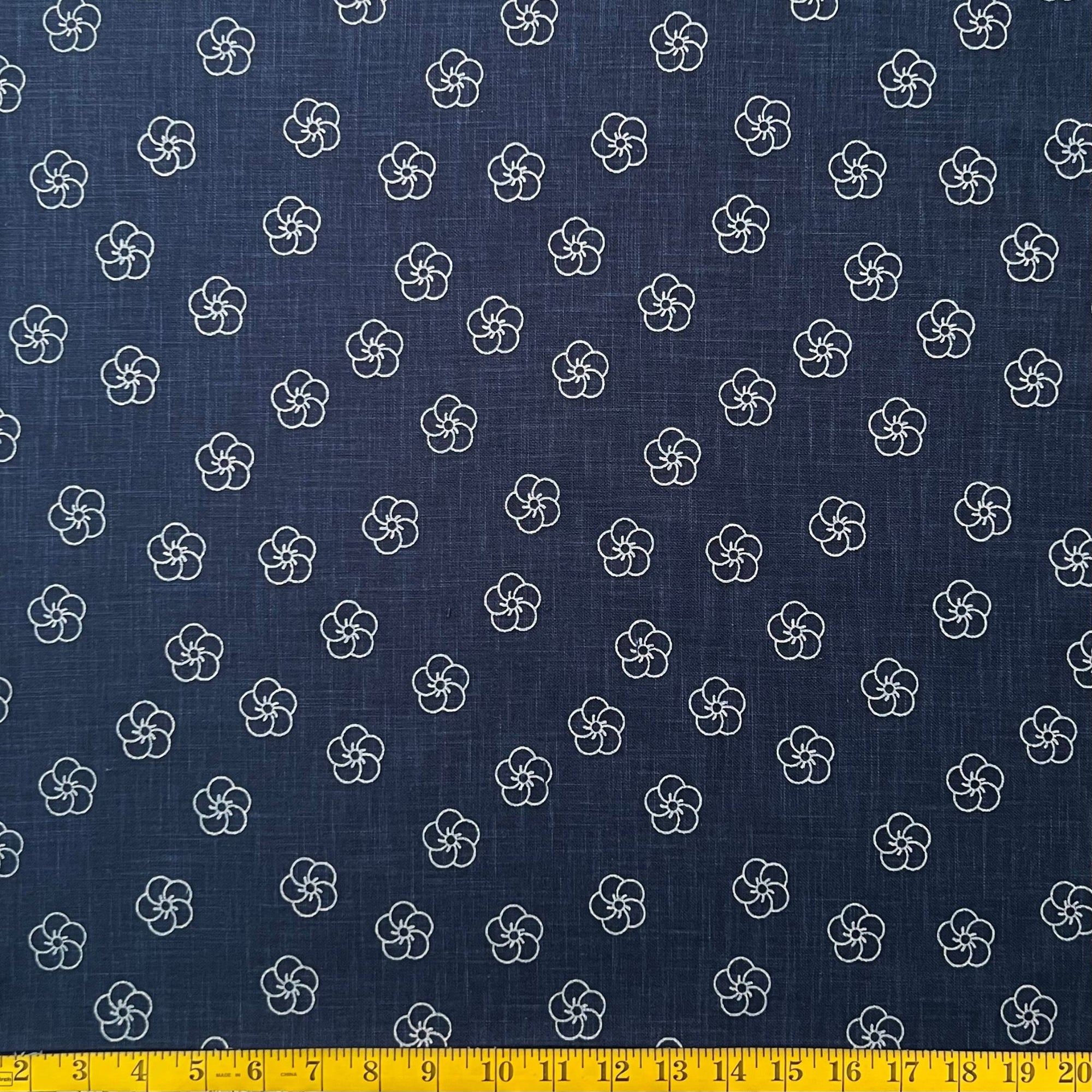 Indigo & Cream Plum Blossom’s Fabric - 1M Pre-Cut