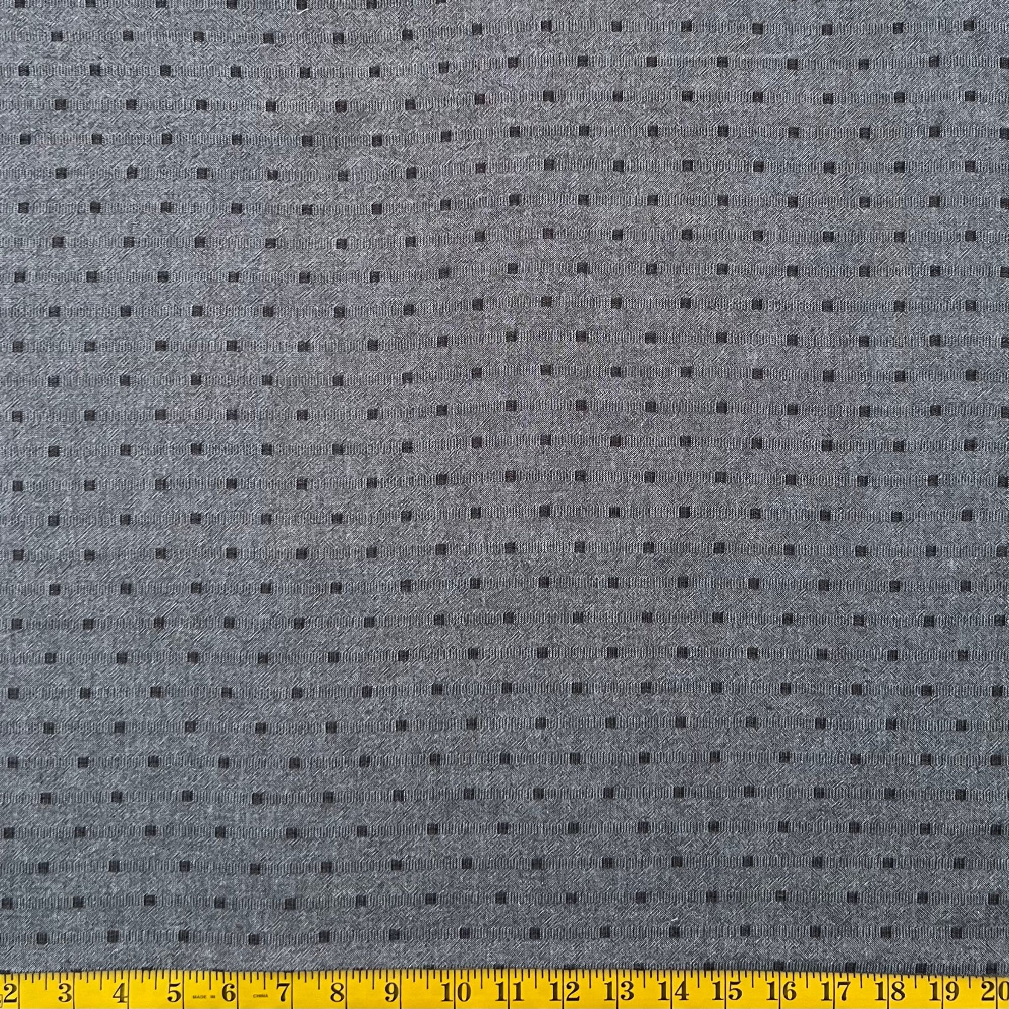 Charcoal Square Yarn-Dyed Fabric - 1M Pre-Cut