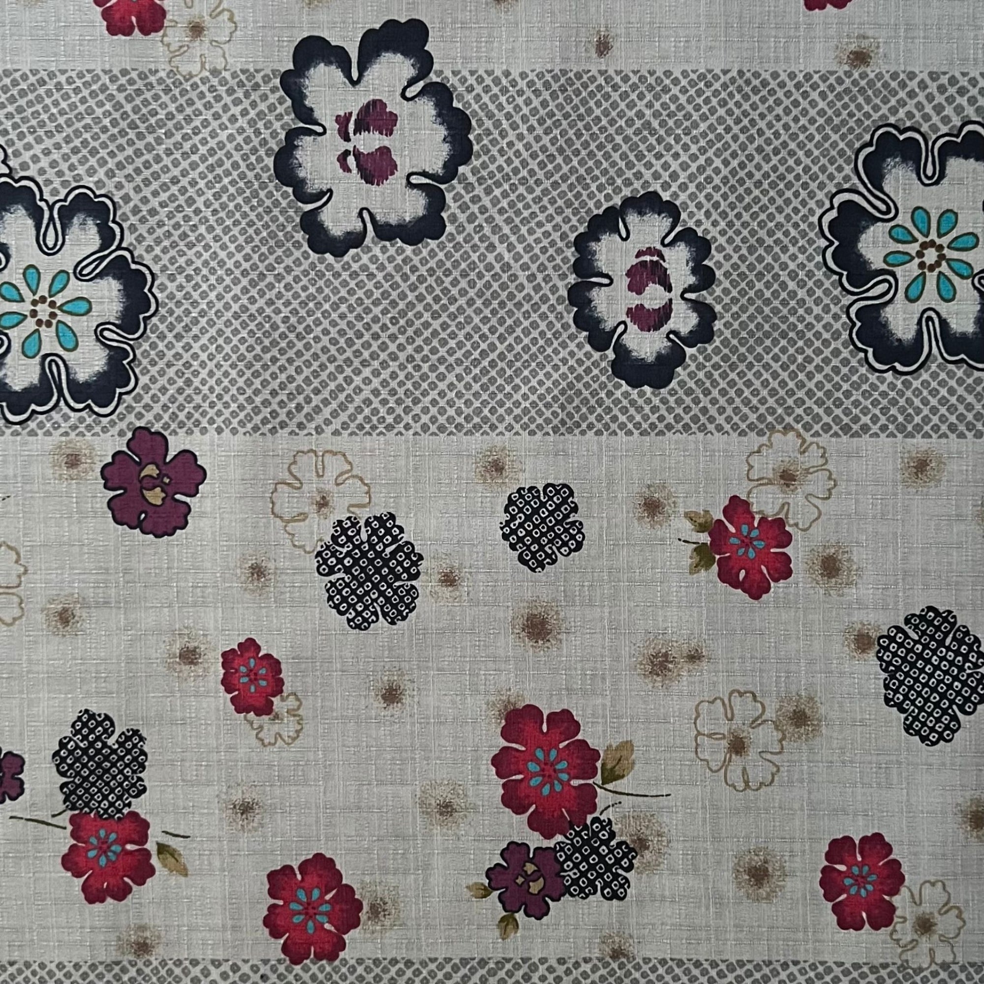 Flowers & Spots - Dobby Weave Fabric - $36 Per Metre