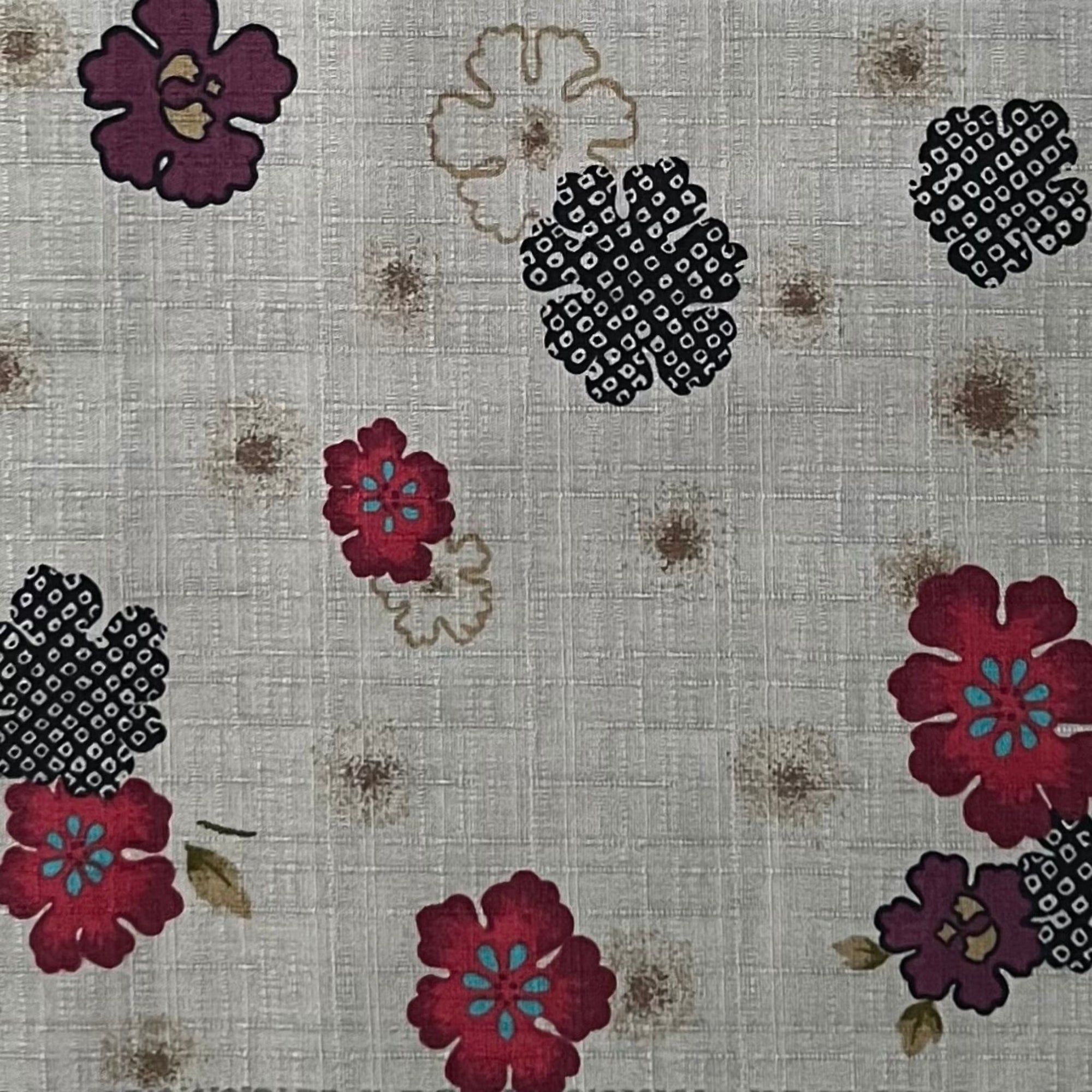 Flowers & Spots - Dobby Weave Fabric - $36 Per Metre