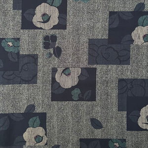 Blocked Blossoms Indigo - Dobby Weave Fabric - $36 Per Metre