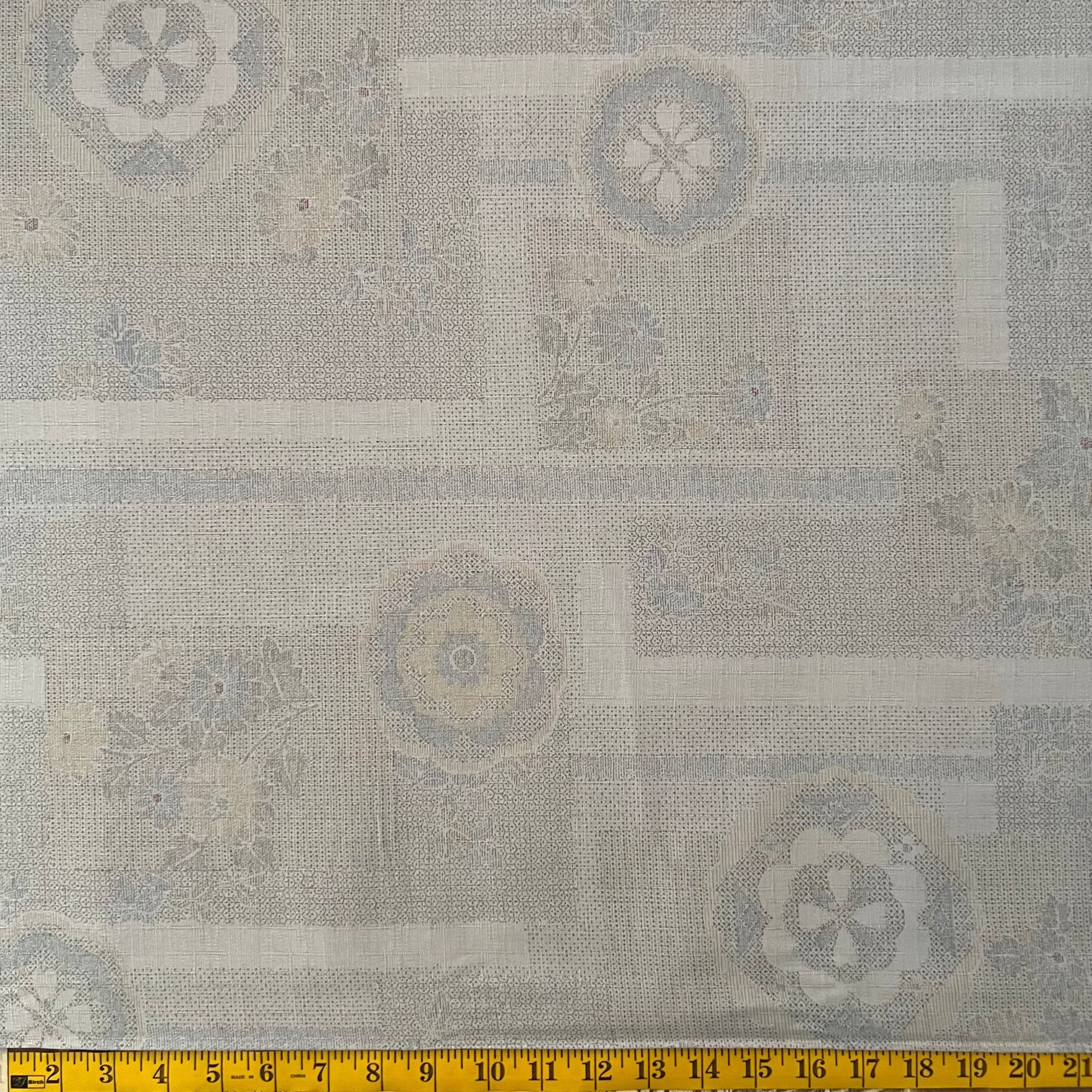 Mosaic Florals Grey- Dobby Weave Fabric - $32 Per Metre