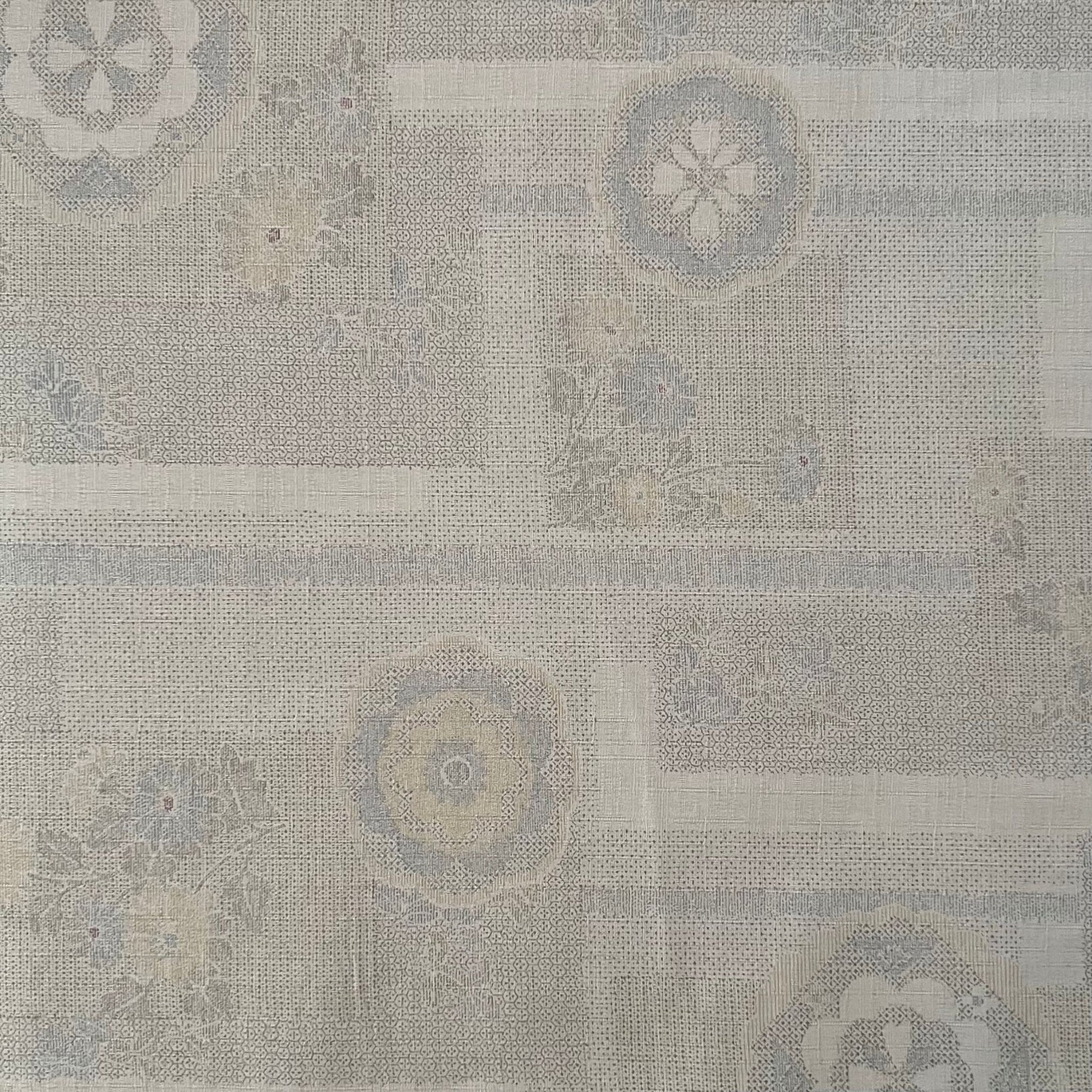 Mosaic Florals Grey- Dobby Weave Fabric - $32 Per Metre