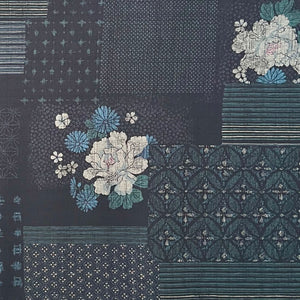 Geometric Florals Indigo - Dobby Weave Fabric - $36 Per Metre