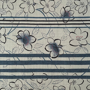 Blue Blossoms - Dobby Weave Fabric - $32 Per Metre