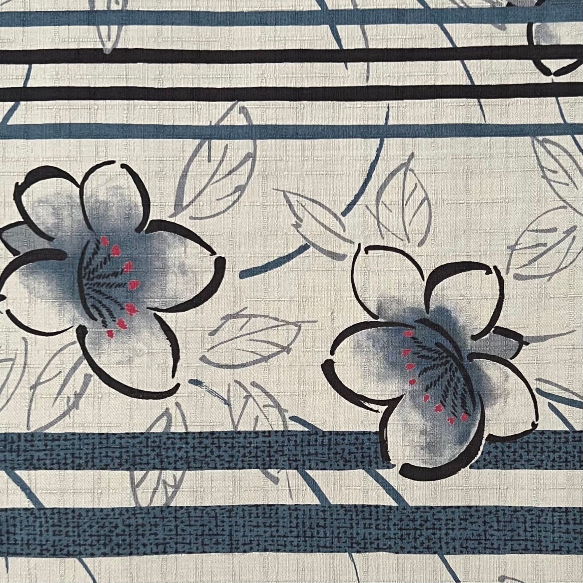 Blue Blossoms - Dobby Weave Fabric - $32 Per Metre