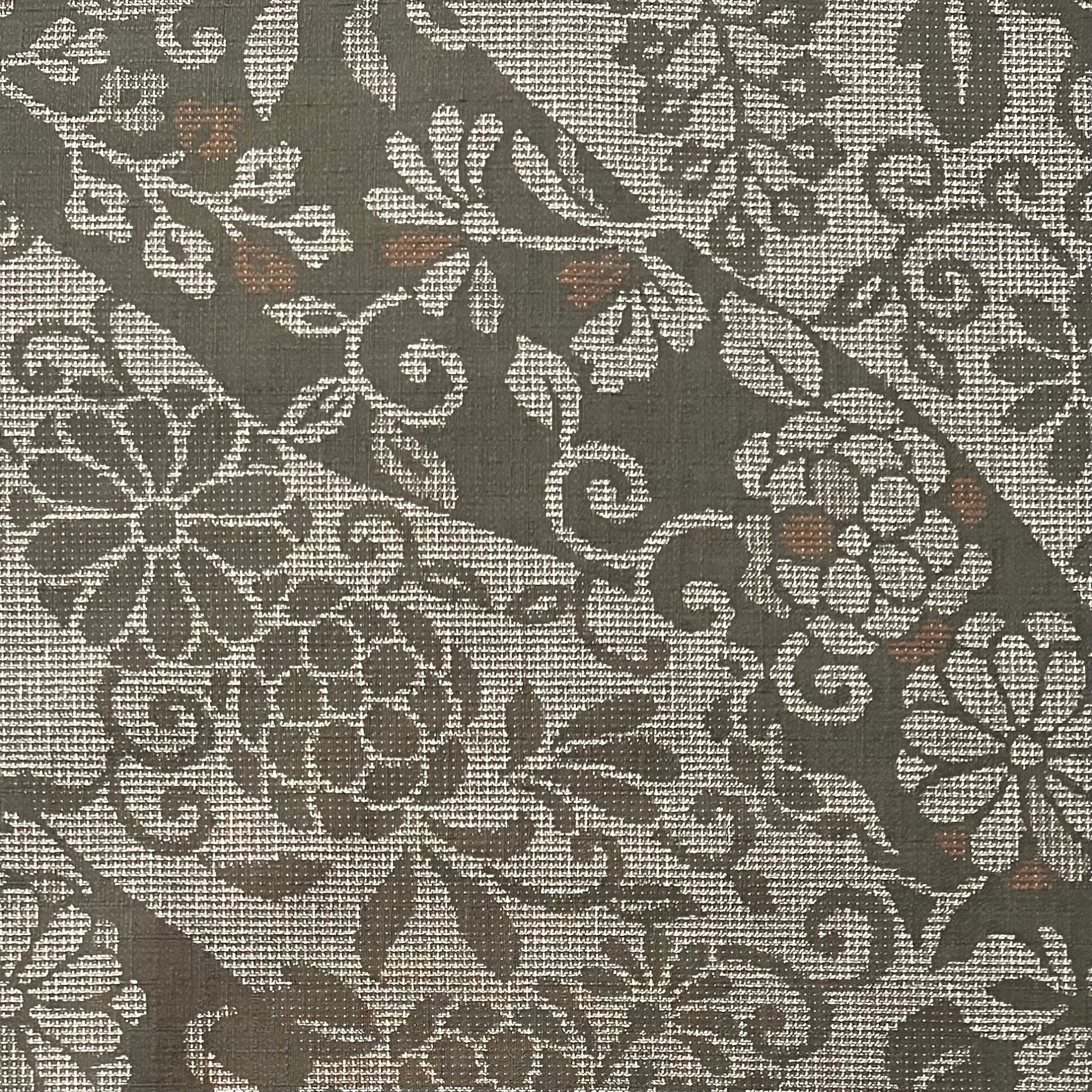 Khaki Floral Fern - Dobby Weave Fabric - $36 Per Metre