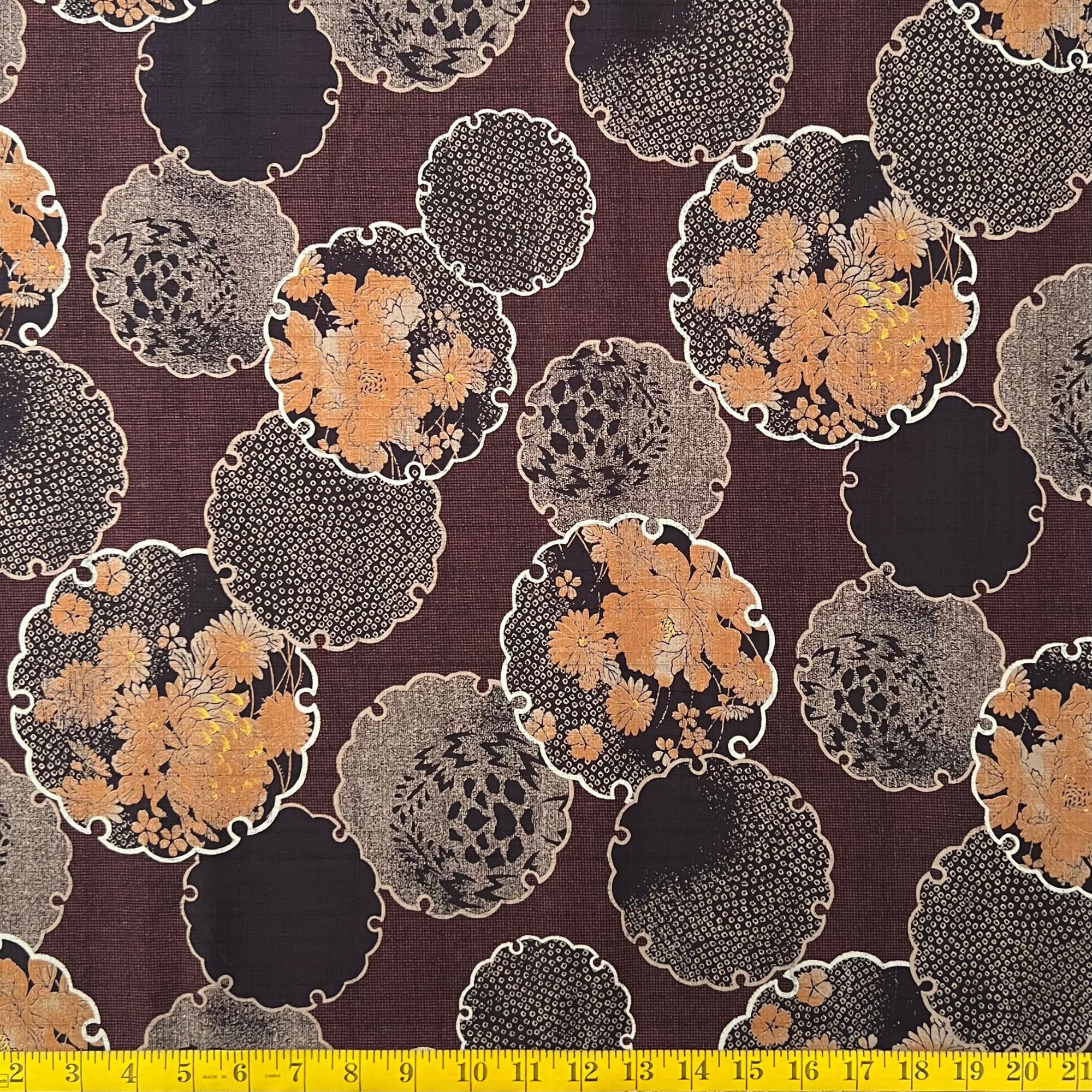 Floral Chocolate - Dobby Weave Fabric - $36 Per Metre