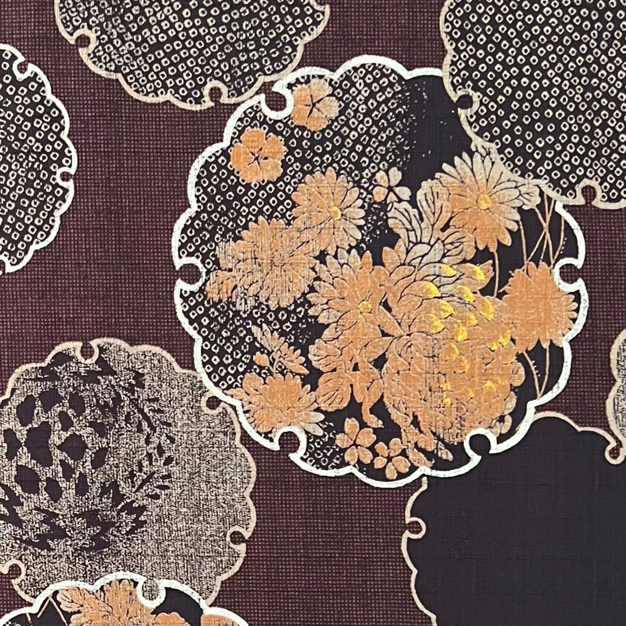 Floral Chocolate - Dobby Weave Fabric - $36 Per Metre