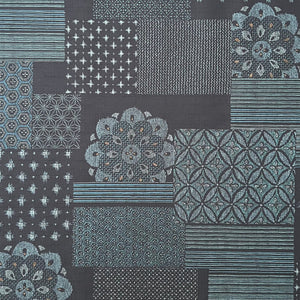 Scattered Blocks Blue - Dobby Weave Fabric - $32 Per Metre