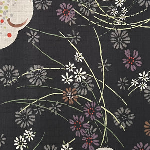 Abstract Florals Black - Dobby Weave Fabric - $36 Per Metre