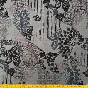 Grey Florals - Dobby Weave Fabric - $36 Per Metre