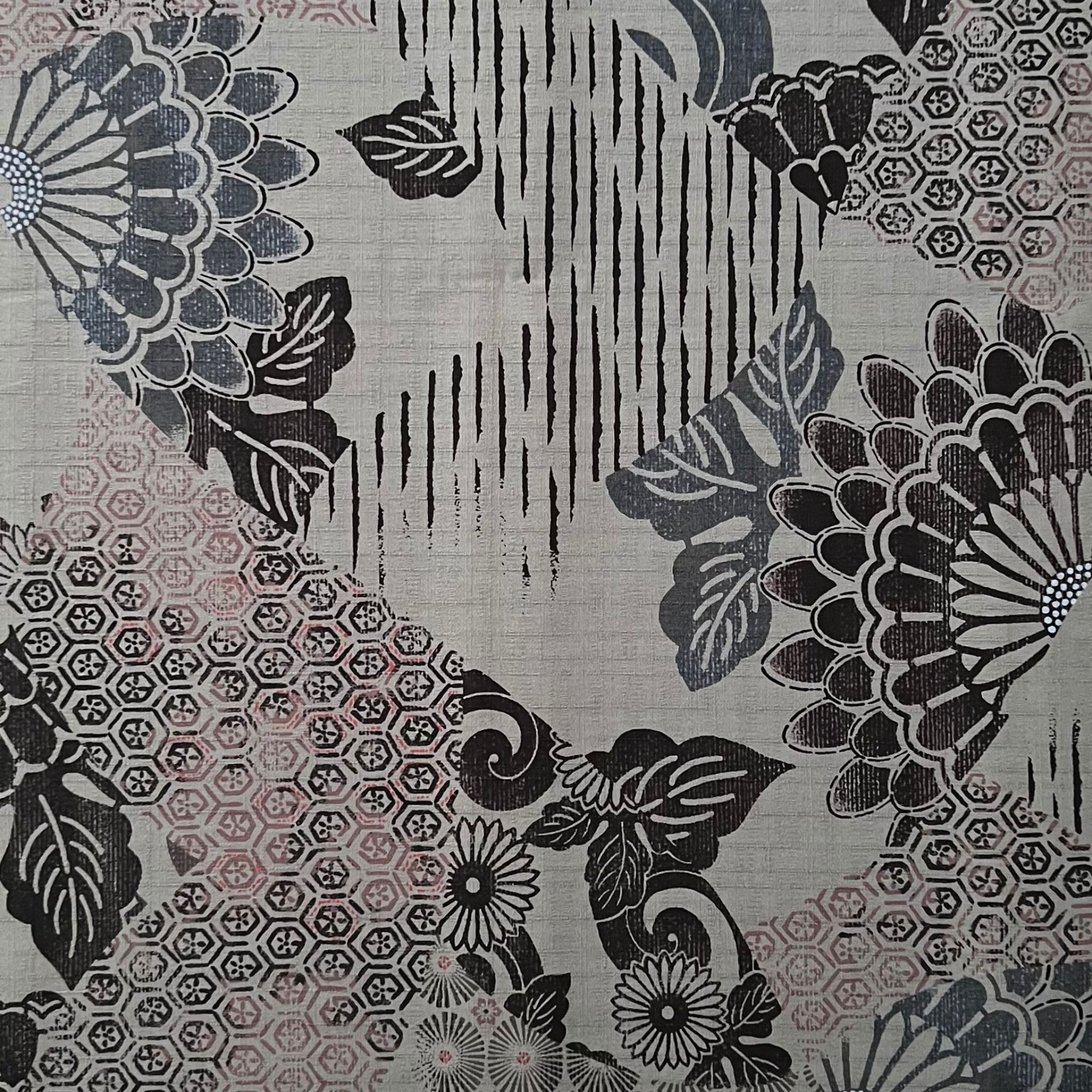 Grey Florals - Dobby Weave Fabric - $36 Per Metre