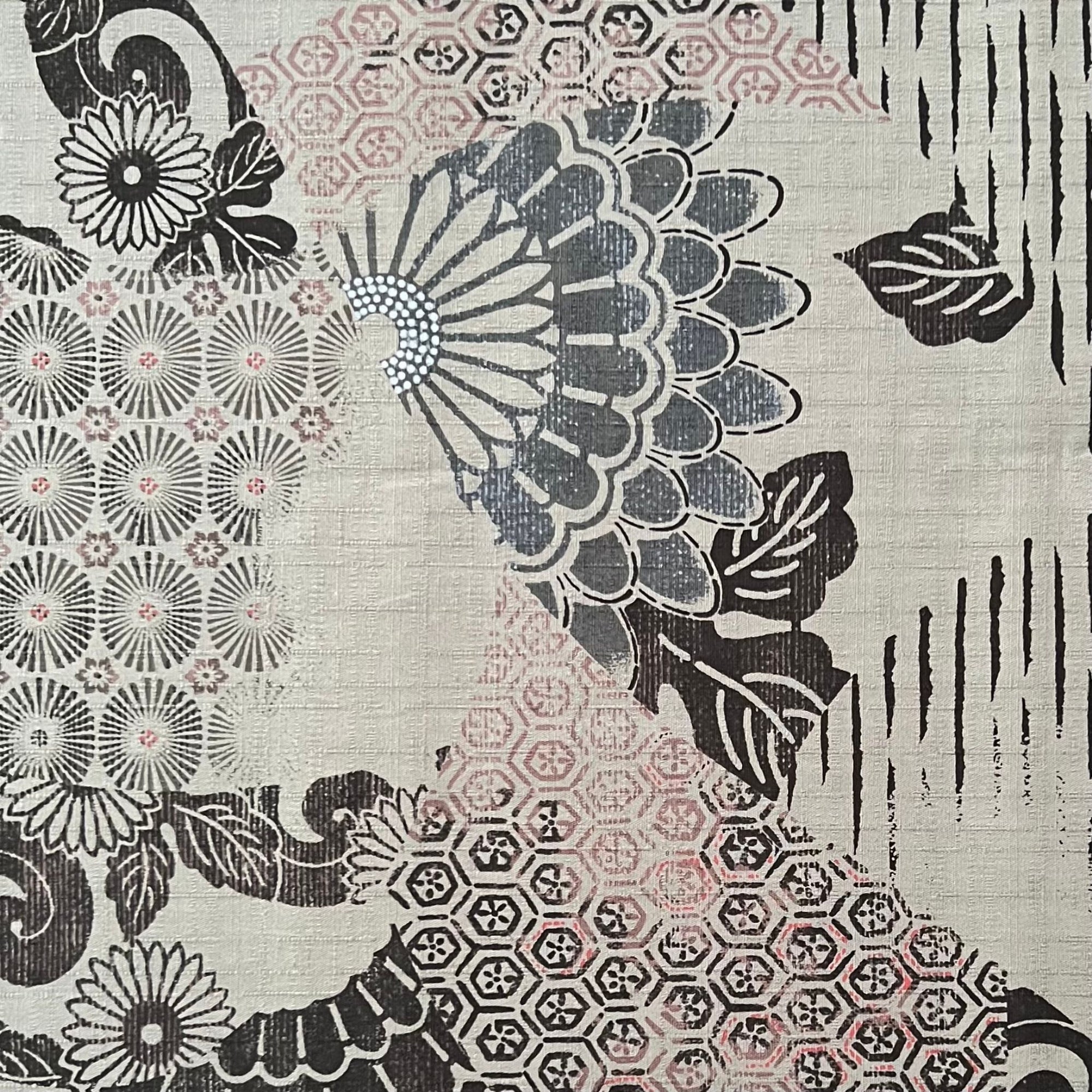 Grey Florals - Dobby Weave Fabric - $36 Per Metre