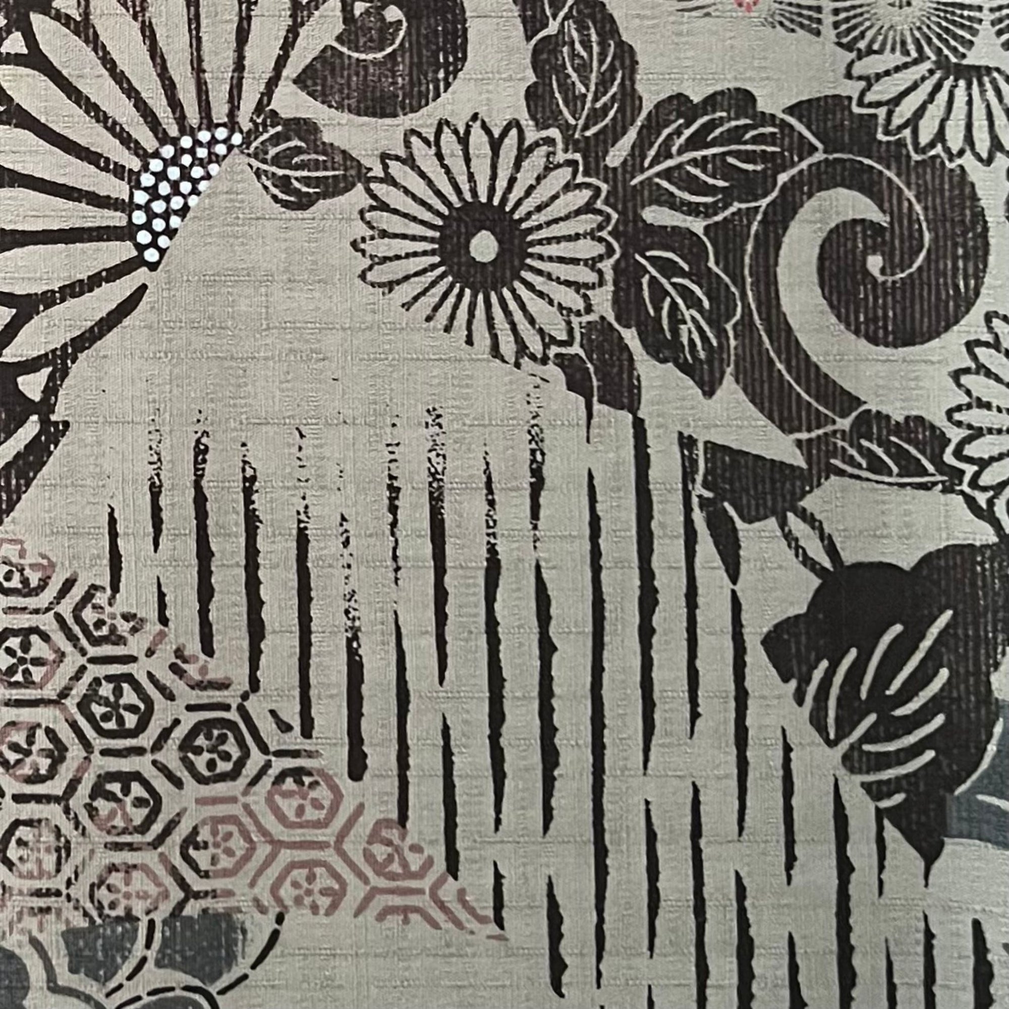 Grey Florals - Dobby Weave Fabric - $36 Per Metre