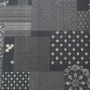 Scattered Blocks Black- Dobby Weave Fabric - $32 Per Metre