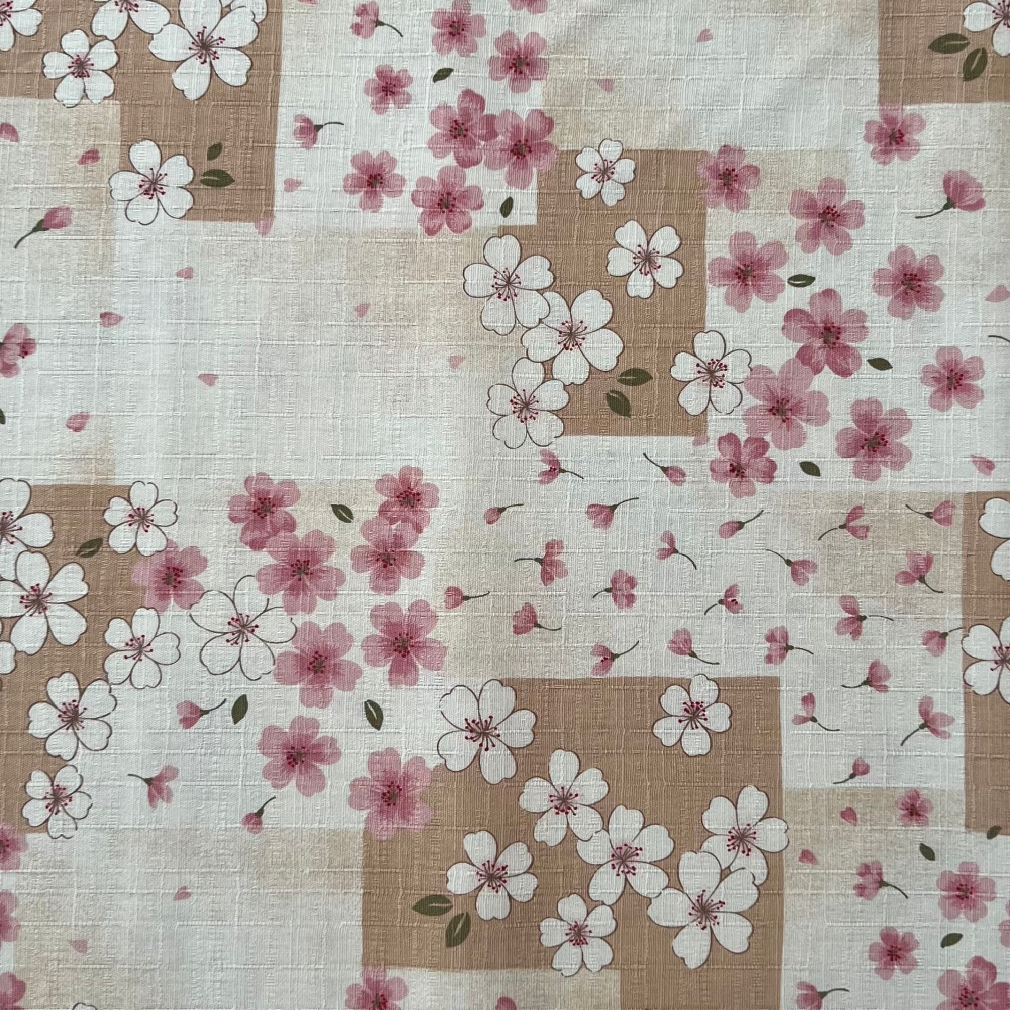 Framed Cherry Blossom - Dobby Weave Fabric - $42 Per Metre