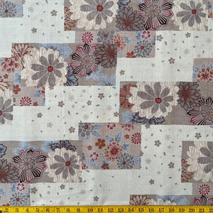 Blossom Blocks Cream - Dobby Weave Fabric - $42 Per Metre