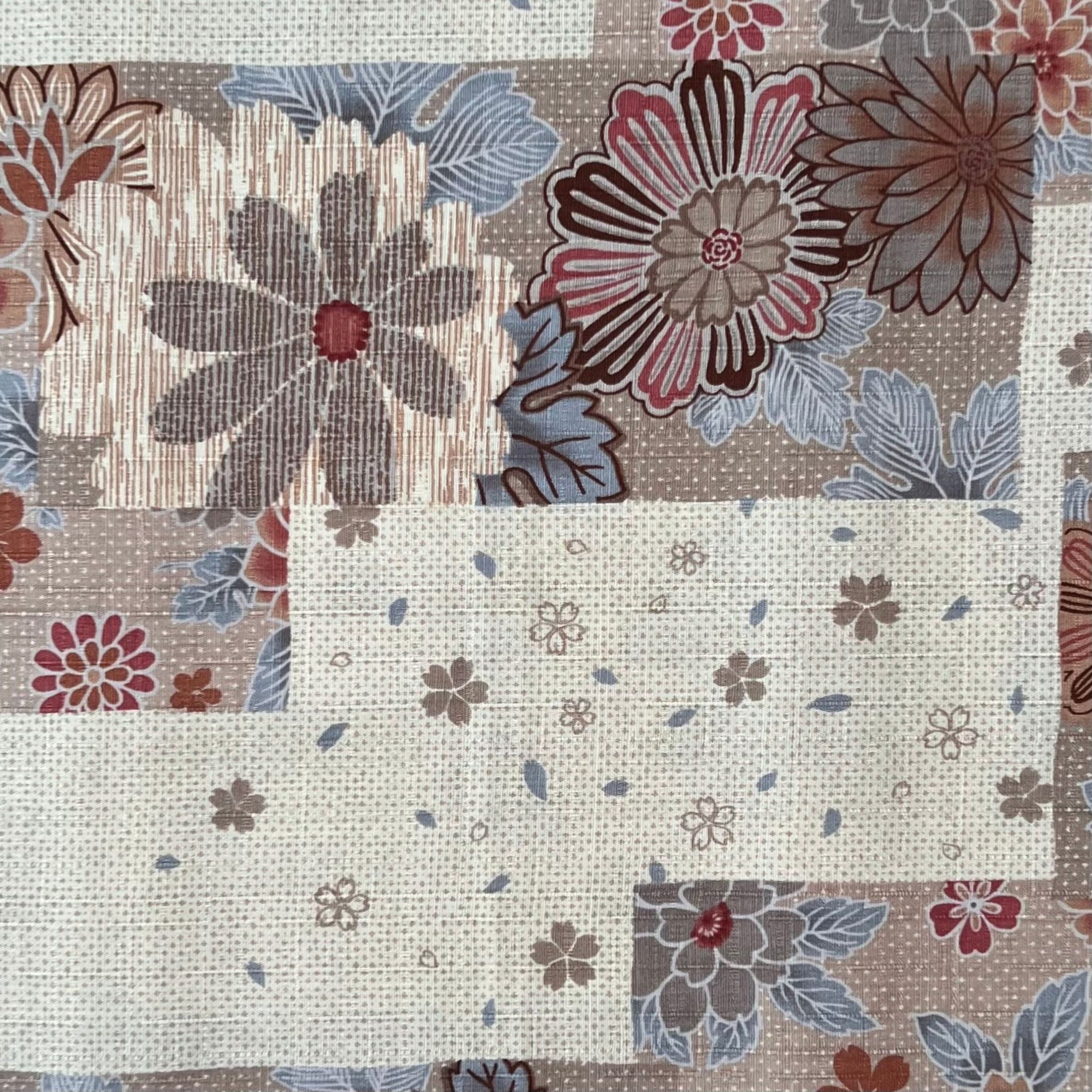 Blossom Blocks Cream - Dobby Weave Fabric - $42 Per Metre