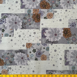 Blossom Blocks Blue - Dobby Weave Fabric - $42 Per Metre