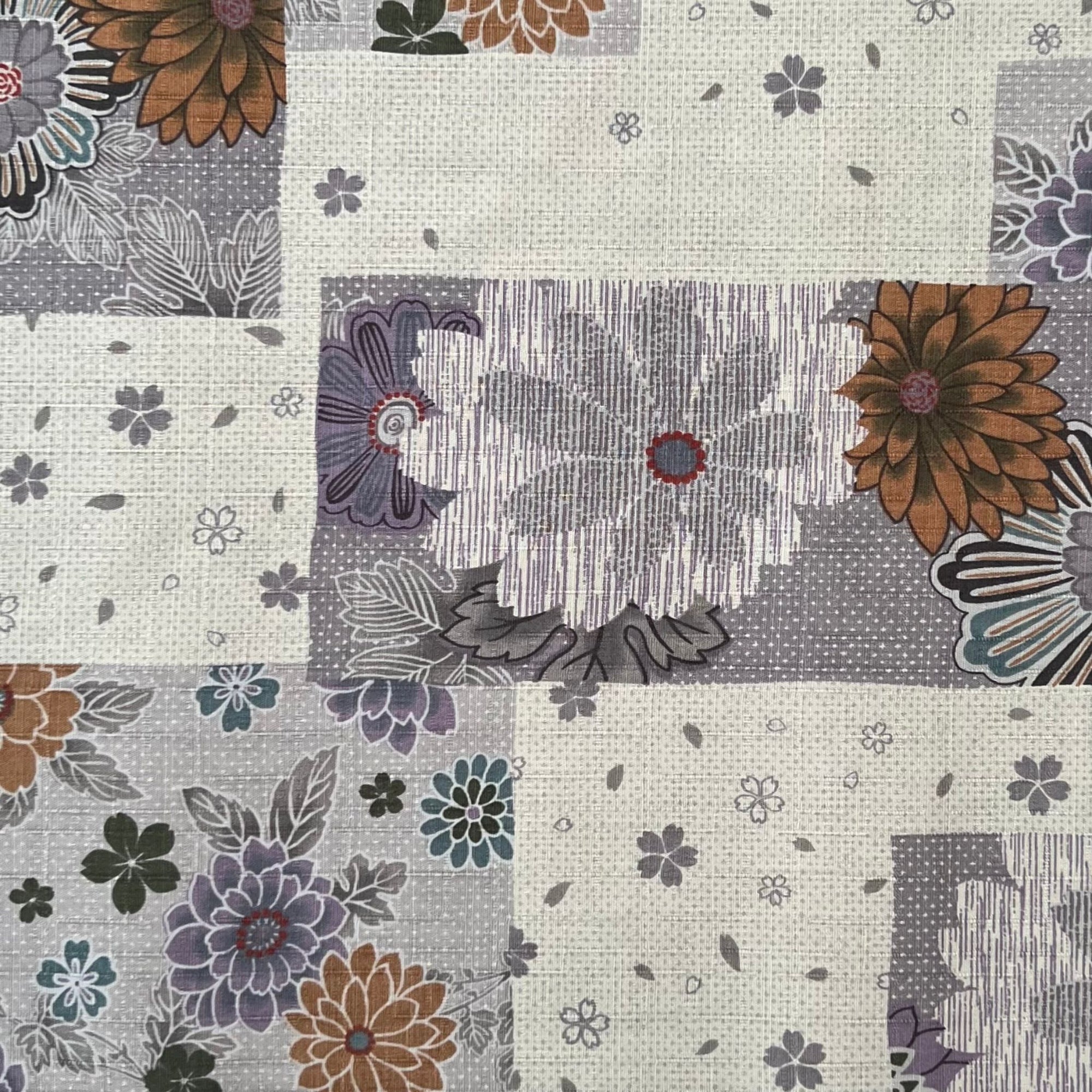 Blossom Blocks Blue - Dobby Weave Fabric - $42 Per Metre