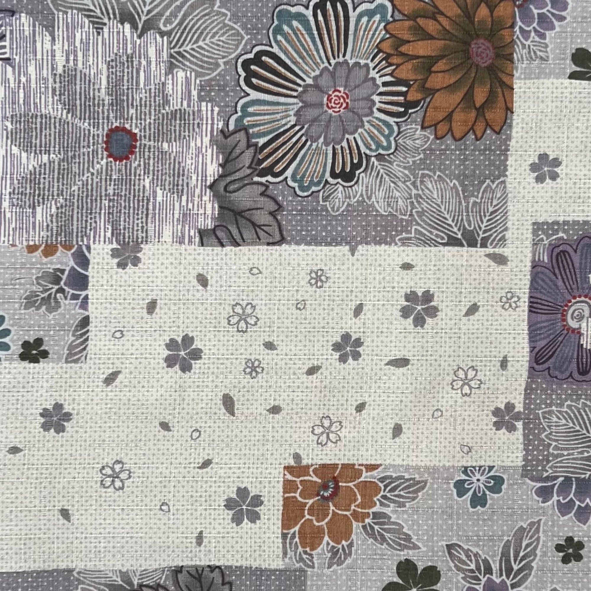 Blossom Blocks Blue - Dobby Weave Fabric - $42 Per Metre