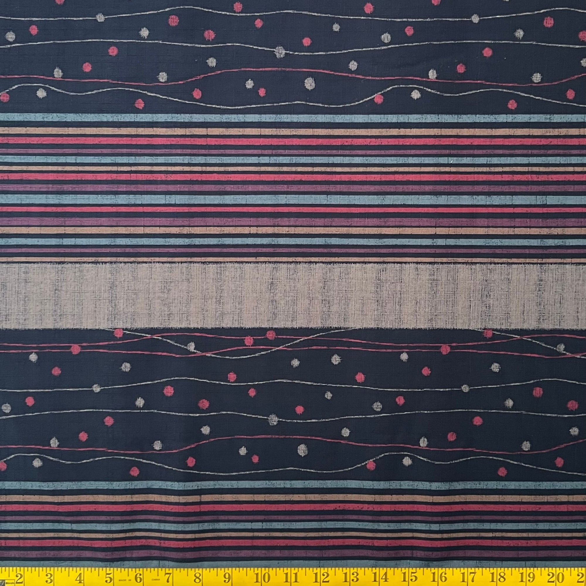 Circus Path Black - Dobby Weave Fabric - $36 Per Metre