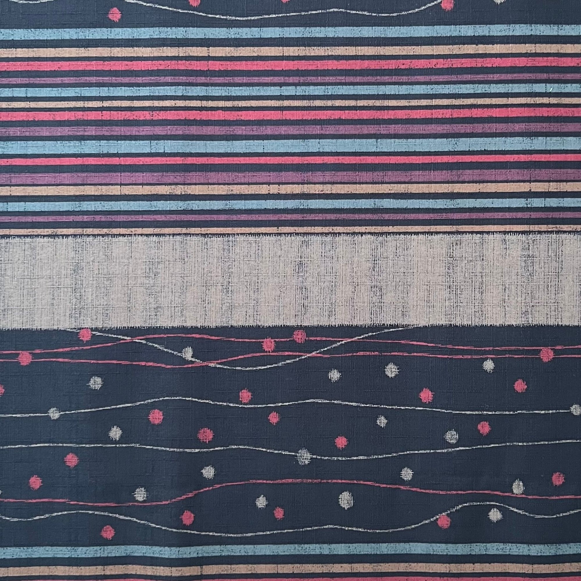 Circus Path Black - Dobby Weave Fabric - $36 Per Metre