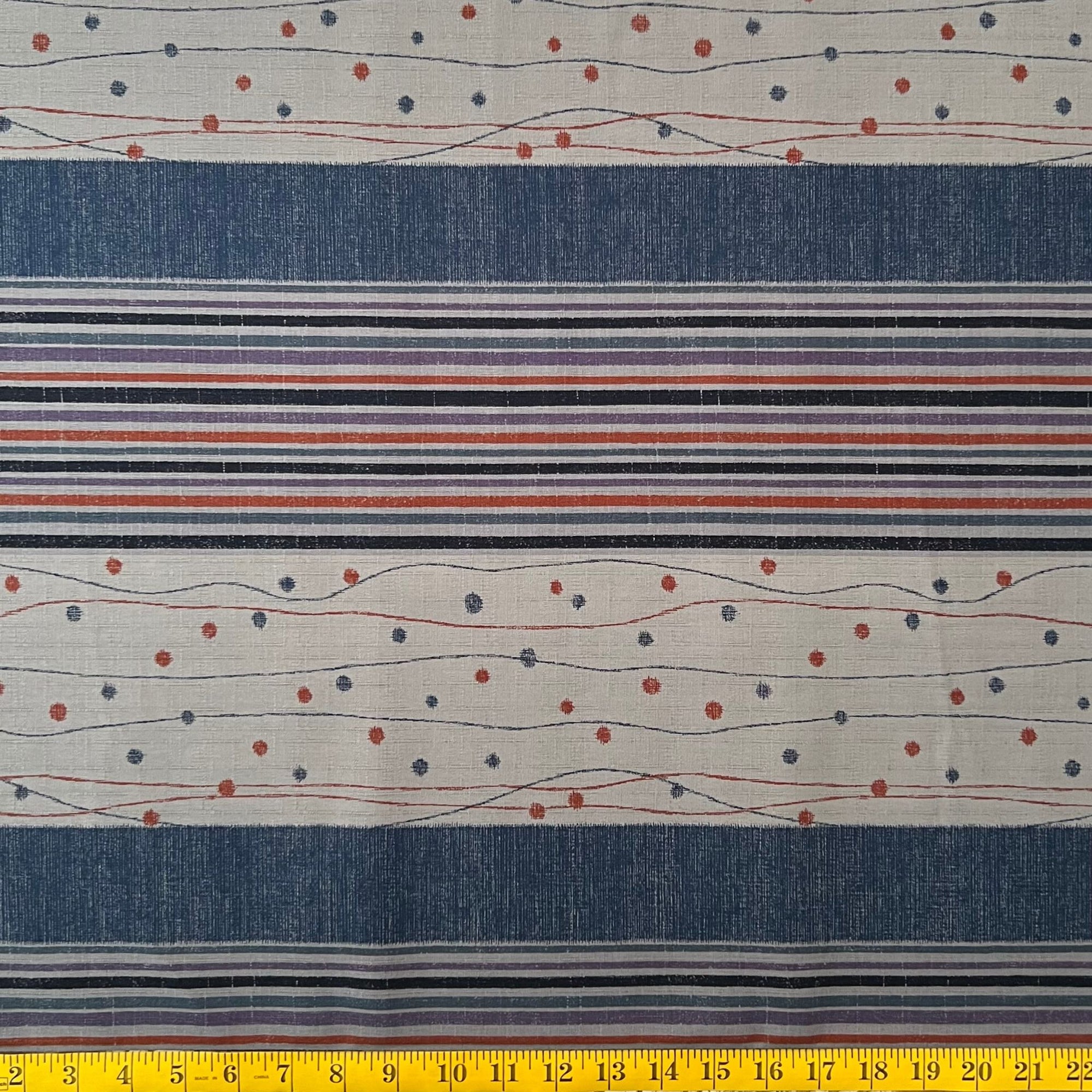 Circus Path Blue - Dobby Weave Fabric - $36 Per Metre