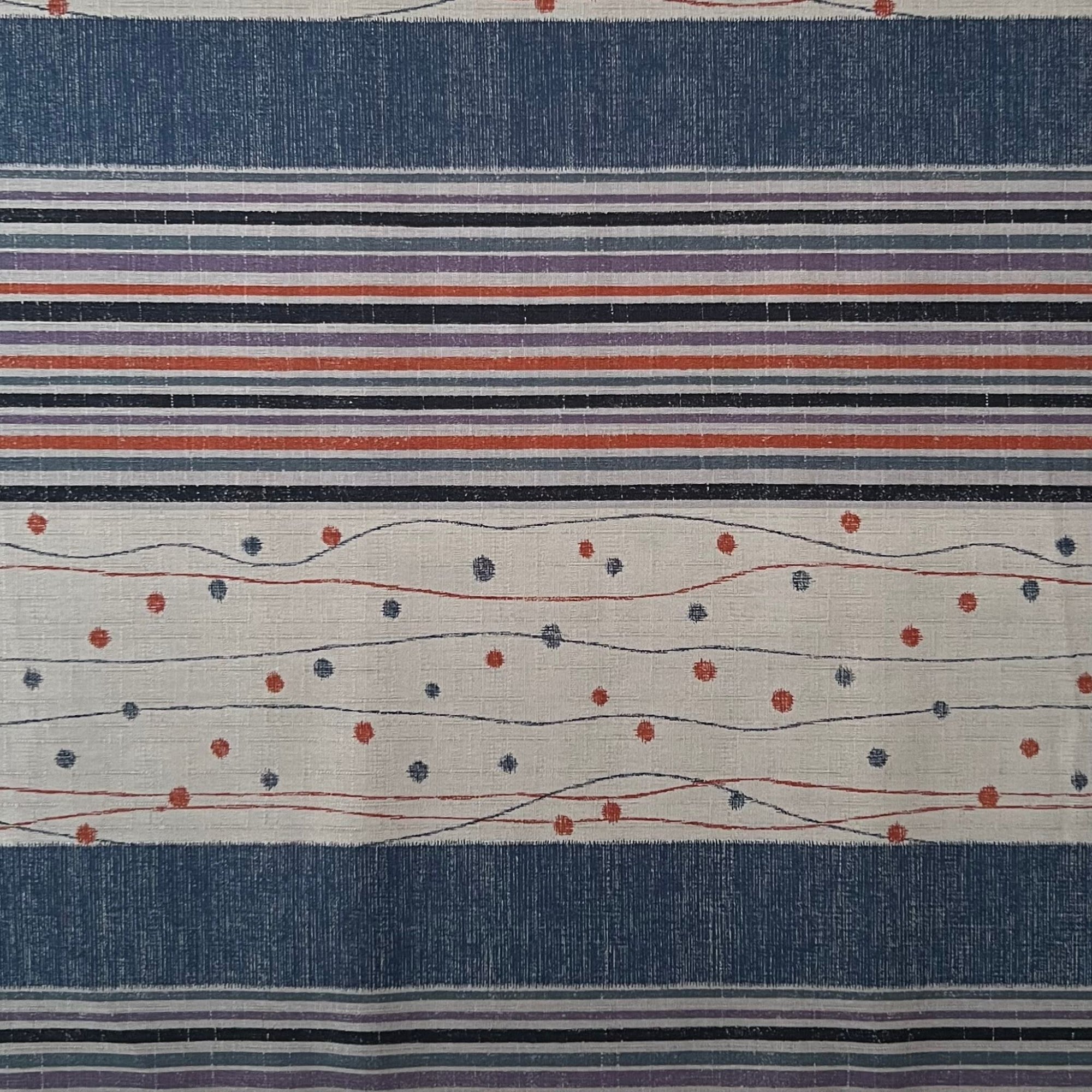 Circus Path Blue - Dobby Weave Fabric - $36 Per Metre