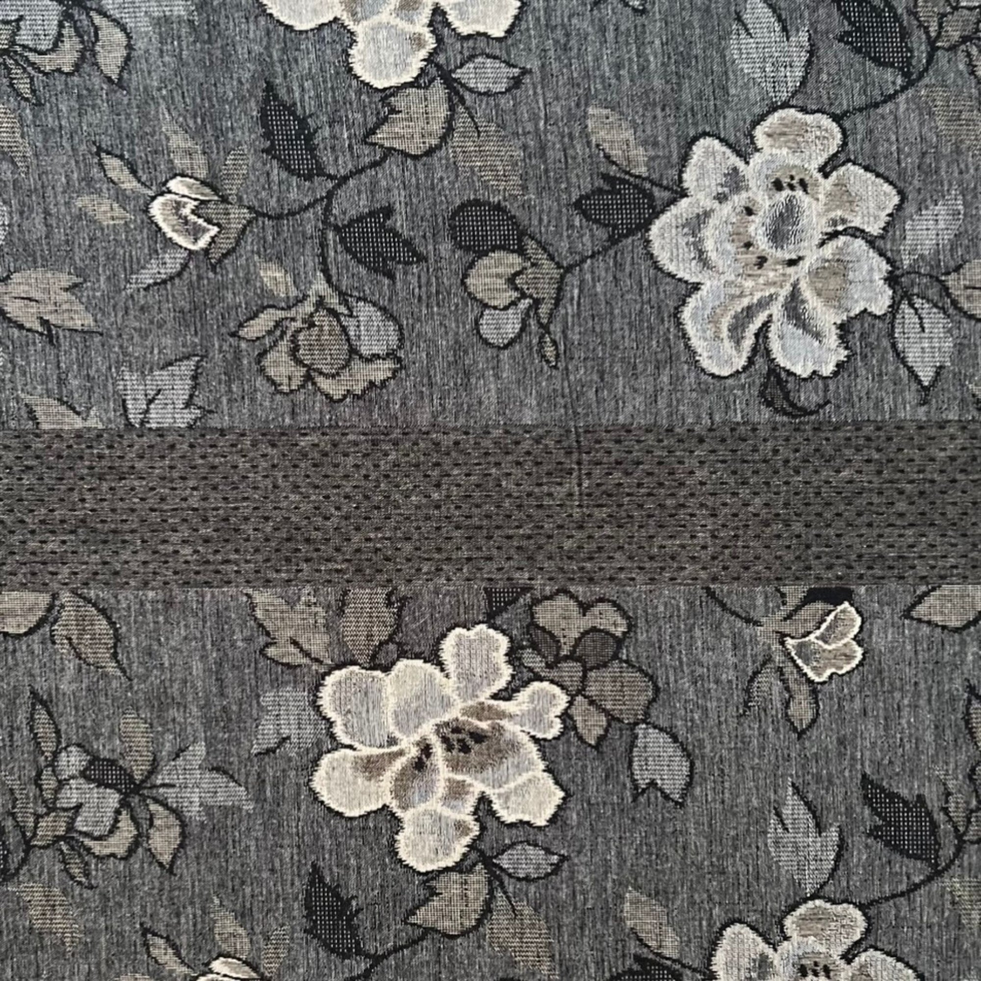 Grey Floral - Double Woven Fabric - $42 Per Metre