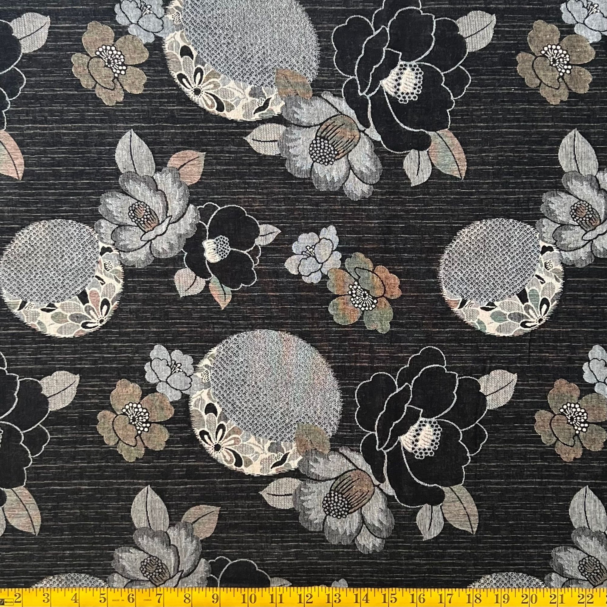 Camelia & Raindrops - Double Woven Fabric - $44 Per Metre