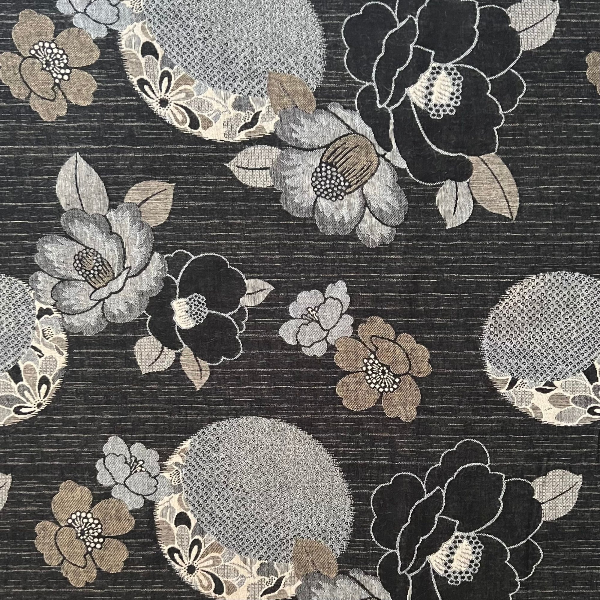 Camelia & Raindrops - Double Woven Fabric - $44 Per Metre