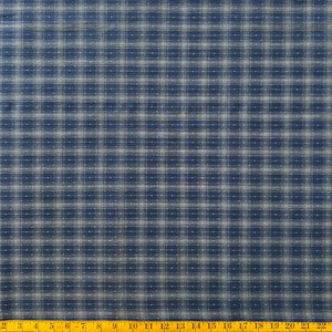 Blue with Orange Stitch Plaid - Yarn-Dyed Fabric - $37 Per Metre