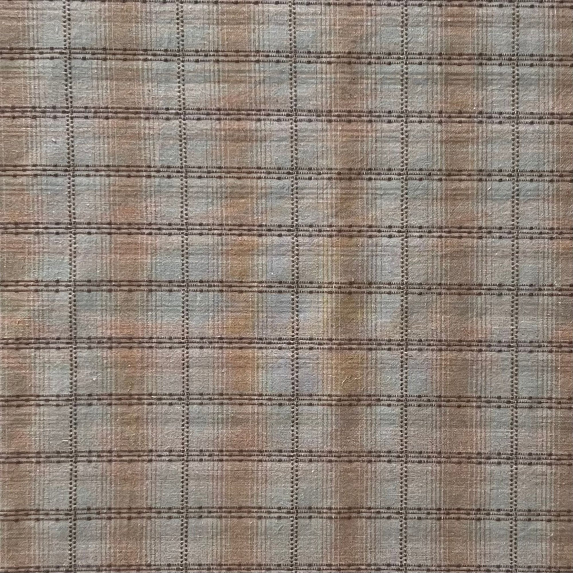 Brown & Grey Rectangle Check - Yarn-Dyed Fabric - $32 Per Metre