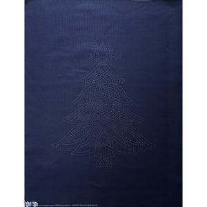 Celtic Christmas Tree Pre-Printed Sashiko Panel Indigo