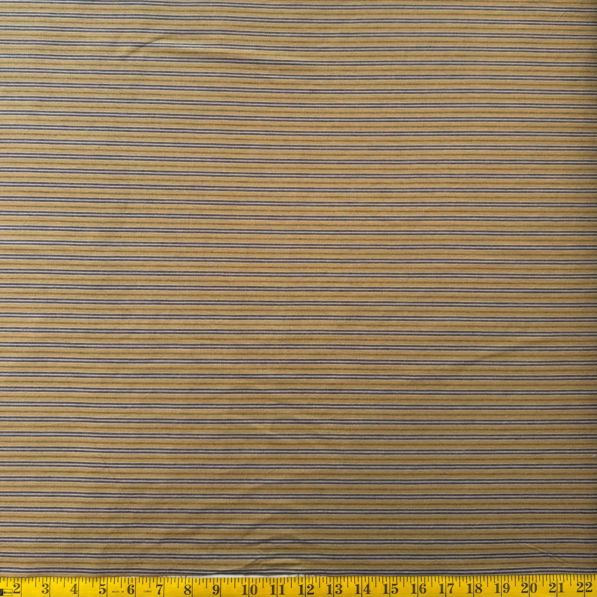 Mustard Woven Stripe - Yarn-Dyed Fabric - $42 Per Metre