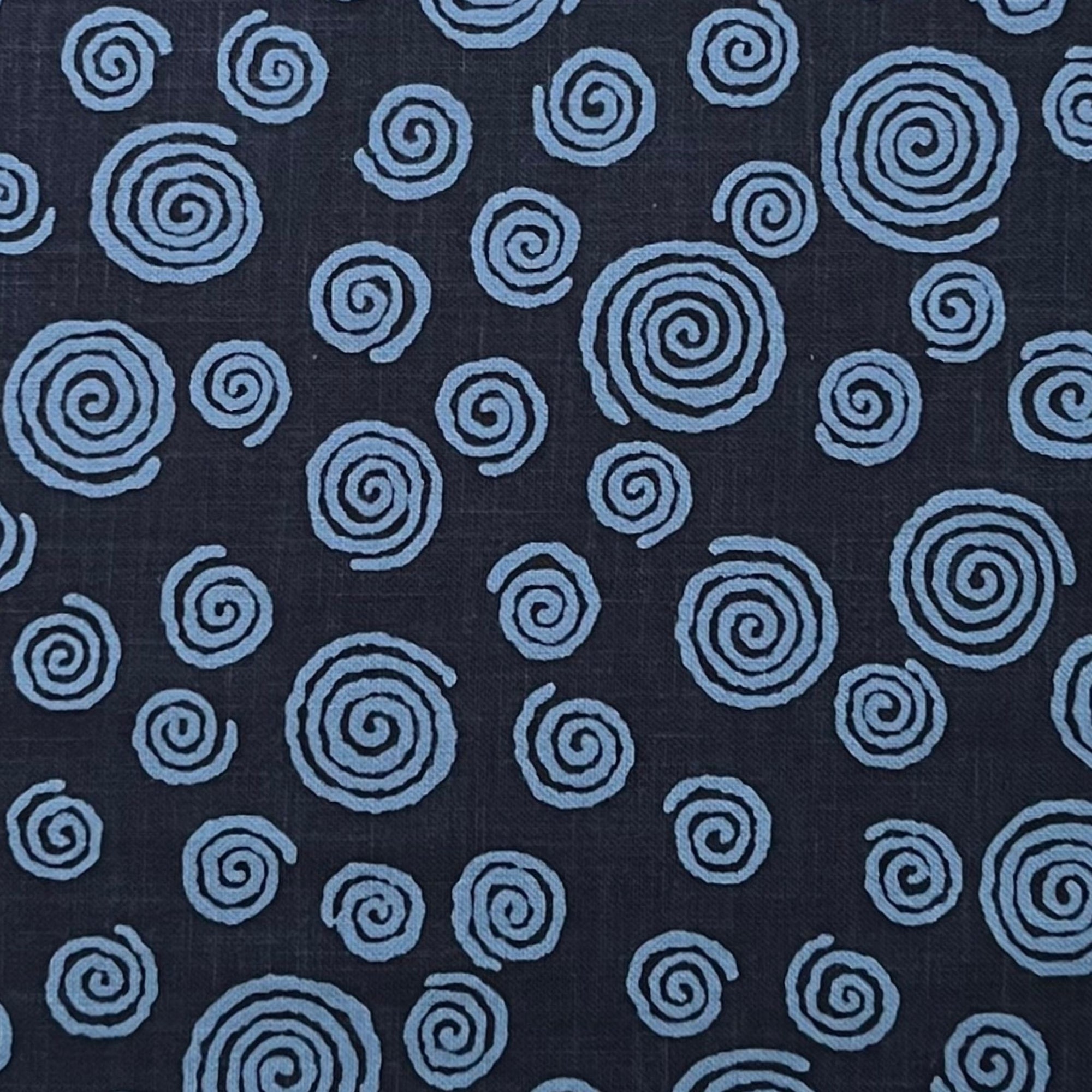 Indigo Dreaming Spirals - Cotton Print Fabric - $55 Per Metre