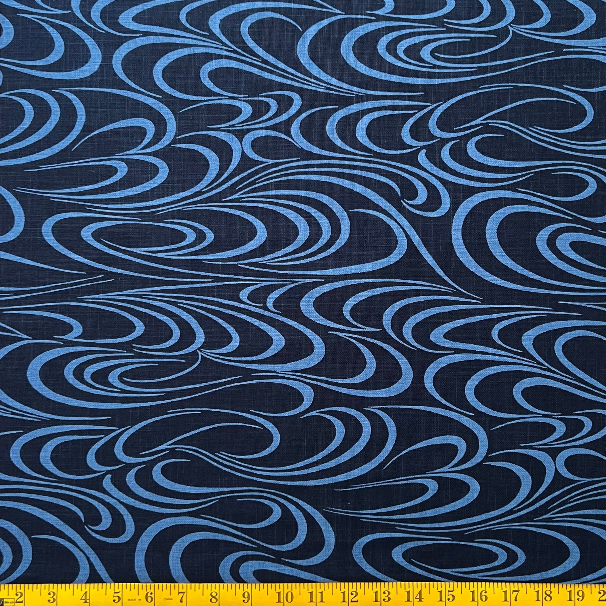 Indigo Dreaming Waves - Cotton Print Fabric - $55 Per Metre