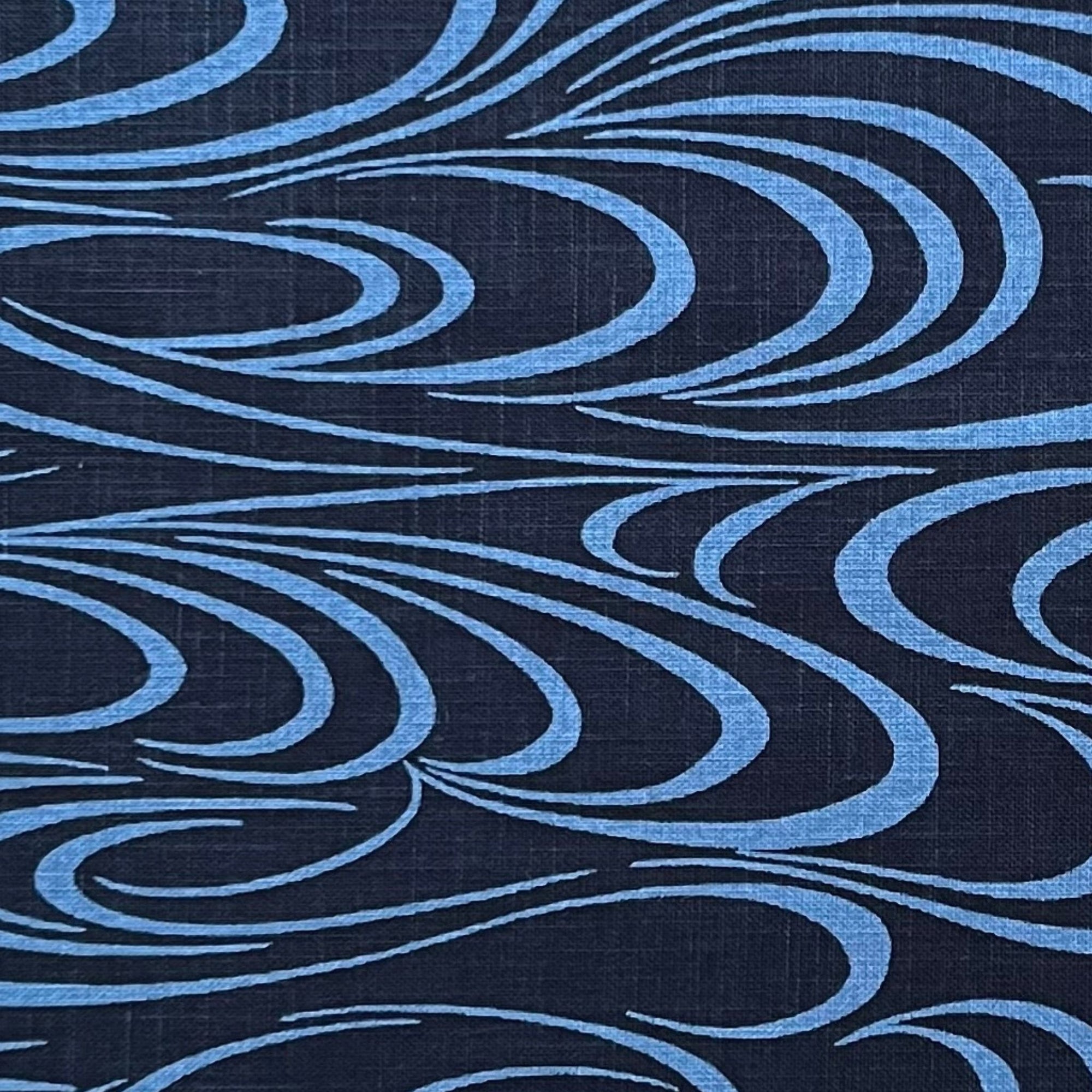 Indigo Dreaming Waves - Cotton Print Fabric - $55 Per Metre