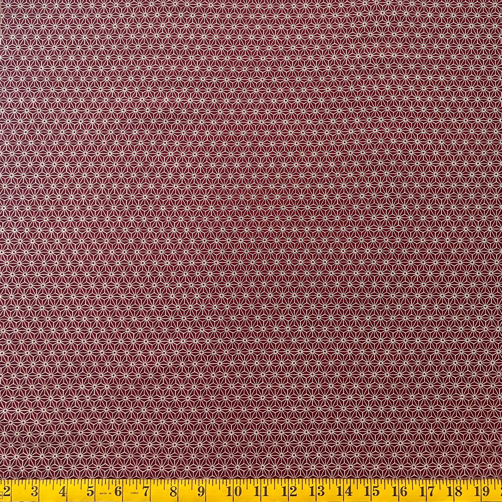 Classic Asanoha Red - Cotton Print Fabric - $30 Per Metre