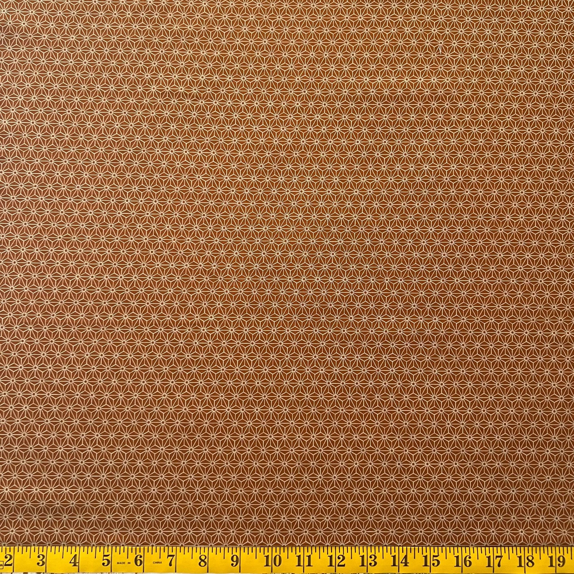 Classic Asanoha Burnt Gold - Cotton Print Fabric - $30 Per Metre