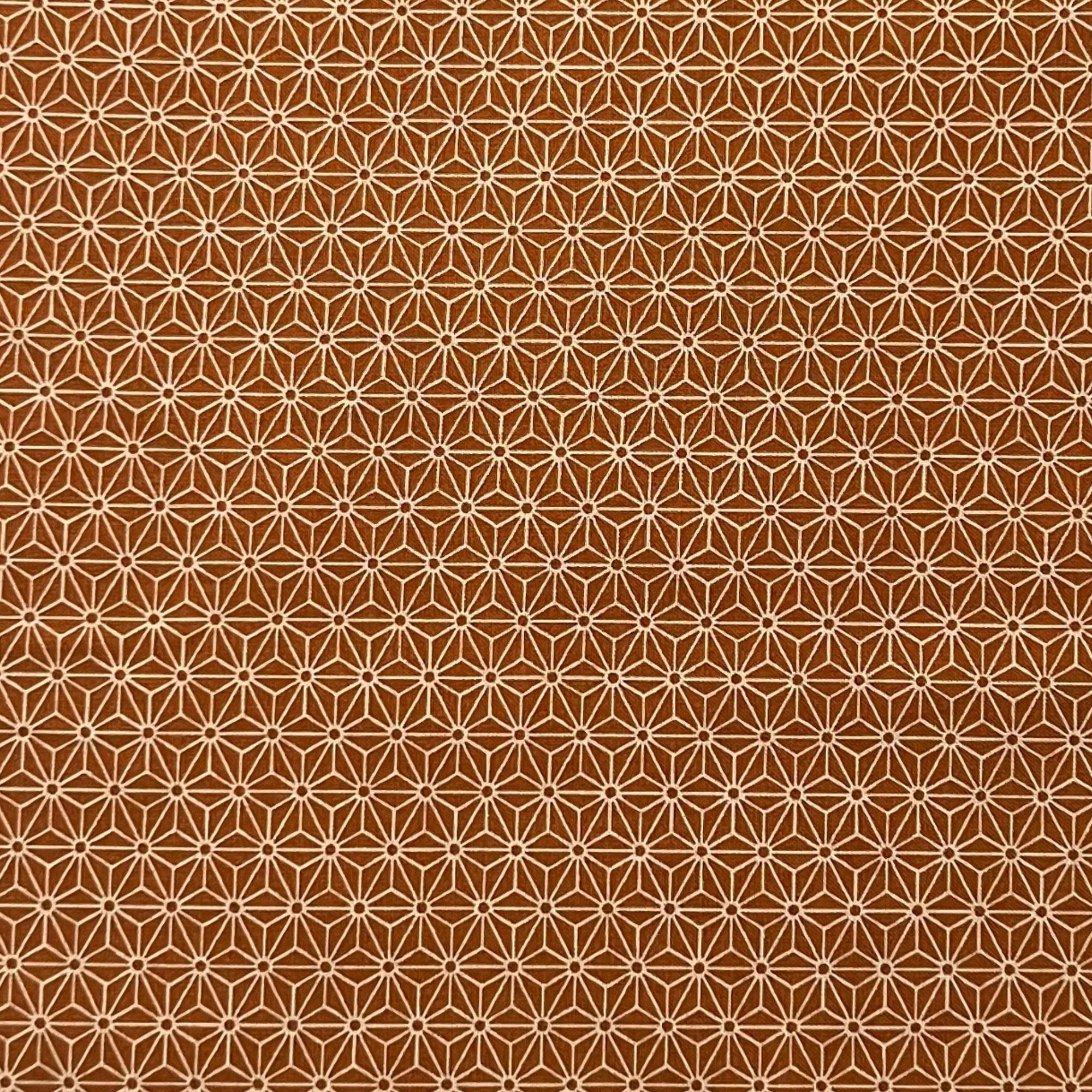 Classic Asanoha Burnt Gold - Cotton Print Fabric - $30 Per Metre