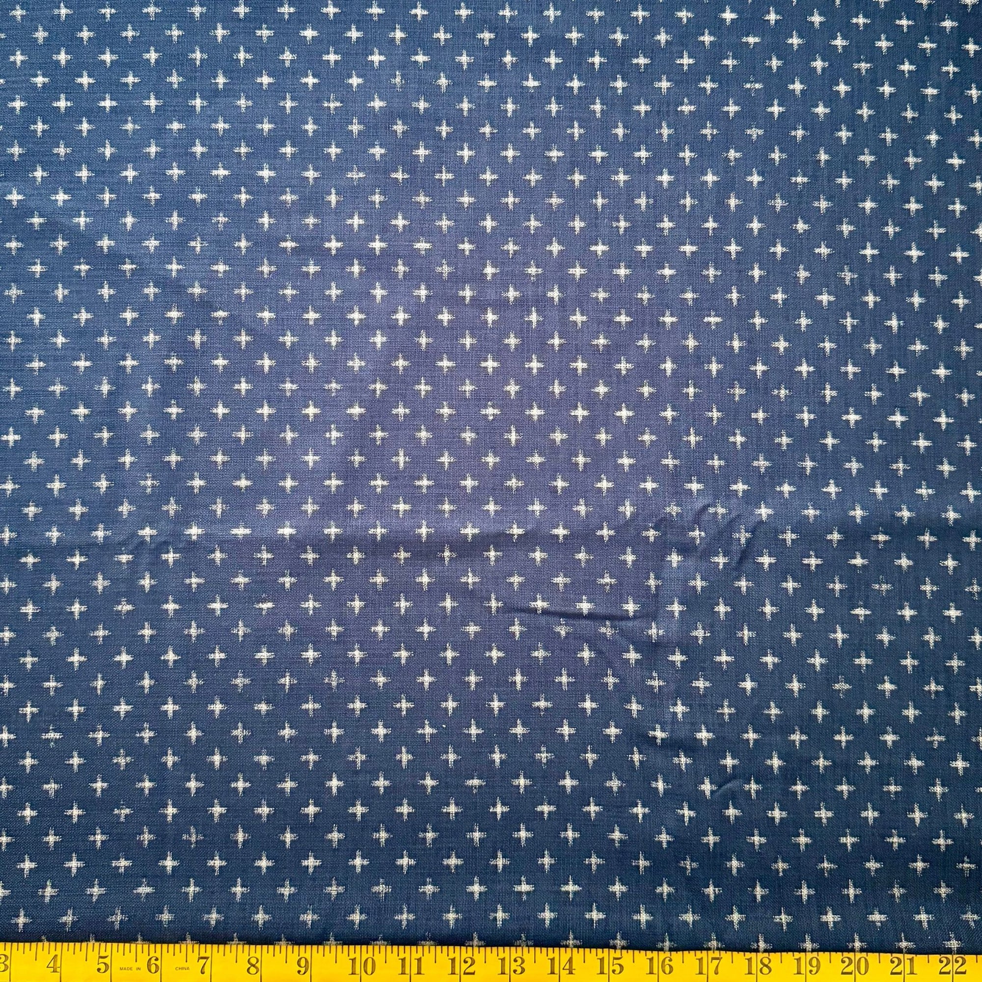 Indigo Crosses - Cotton Print Fabric - $32 Per Metre