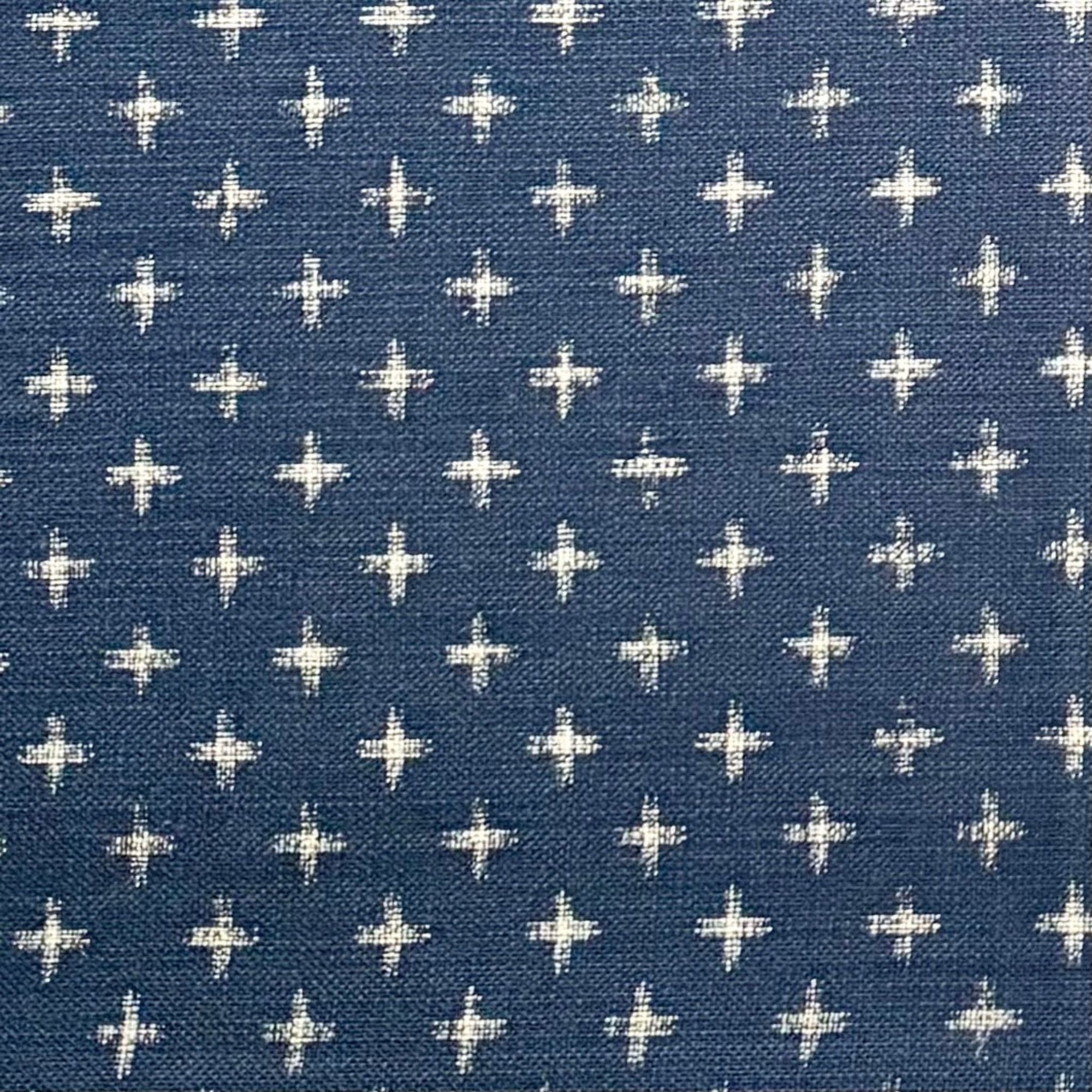 Indigo Crosses - Cotton Print Fabric - $32 Per Metre