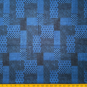 Blocks of Blue - Cotton Print Fabric - $32 Per Metre