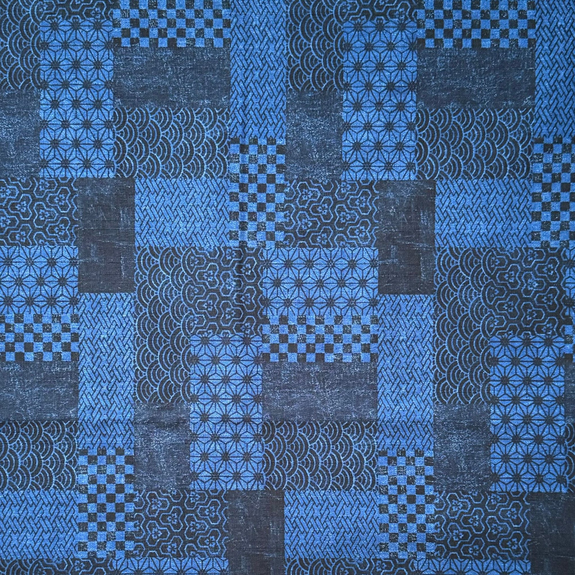 Blocks of Blue - Cotton Print Fabric - $32 Per Metre