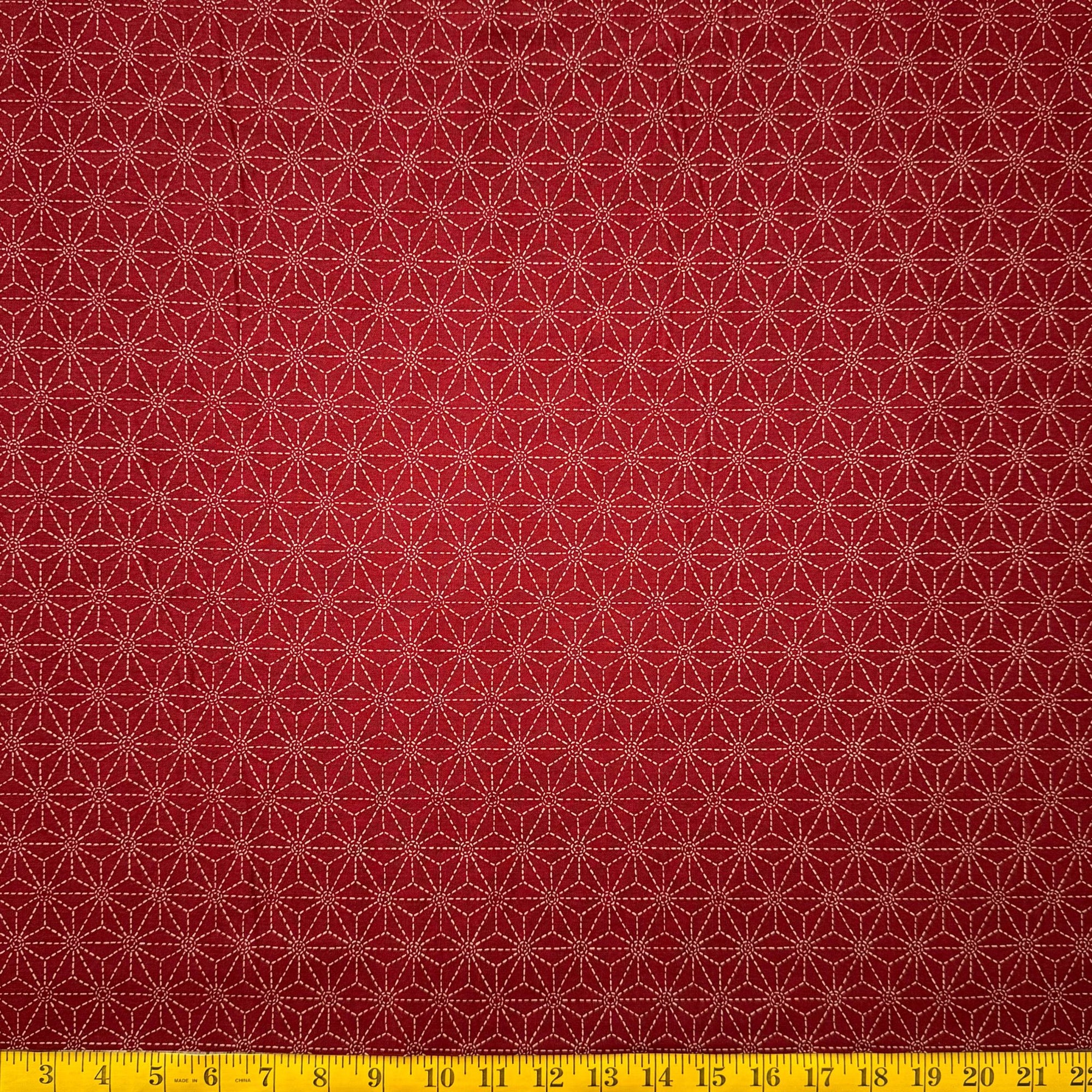 Broken Asanoha Red - Cotton Print Fabric - $30 Per Metre